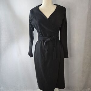 ABERCROMBIE & FITCH Sz L Black Sweater Wrap Dress